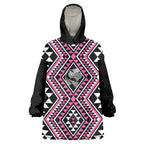 New Zealand Mawhero Taniko Motifs Wearable Blanket Hoodie Maori Poi Dance Costume Inspired