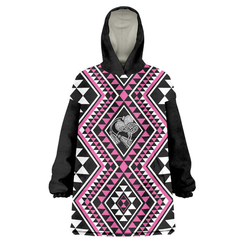 New Zealand Mawhero Taniko Motifs Wearable Blanket Hoodie Maori Poi Dance Costume Inspired