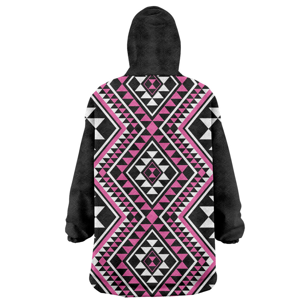 New Zealand Mawhero Taniko Motifs Wearable Blanket Hoodie Maori Poi Dance Costume Inspired