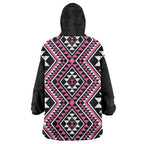 New Zealand Mawhero Taniko Motifs Wearable Blanket Hoodie Maori Poi Dance Costume Inspired