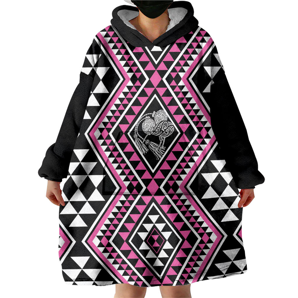 New Zealand Mawhero Taniko Motifs Wearable Blanket Hoodie Maori Poi Dance Costume Inspired