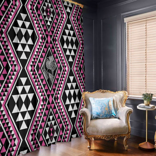 New Zealand Mawhero Taniko Motifs Window Curtain Maori Poi Dance Costume Inspired