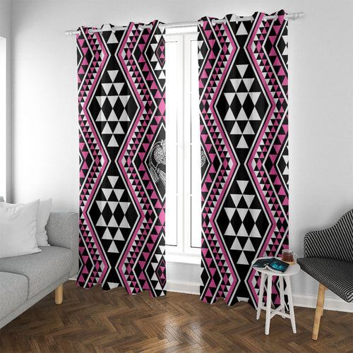 New Zealand Mawhero Taniko Motifs Window Curtain Maori Poi Dance Costume Inspired