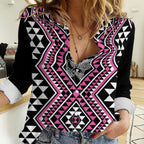 New Zealand Mawhero Taniko Motifs Women Casual Shirt Maori Poi Dance Costume Inspired