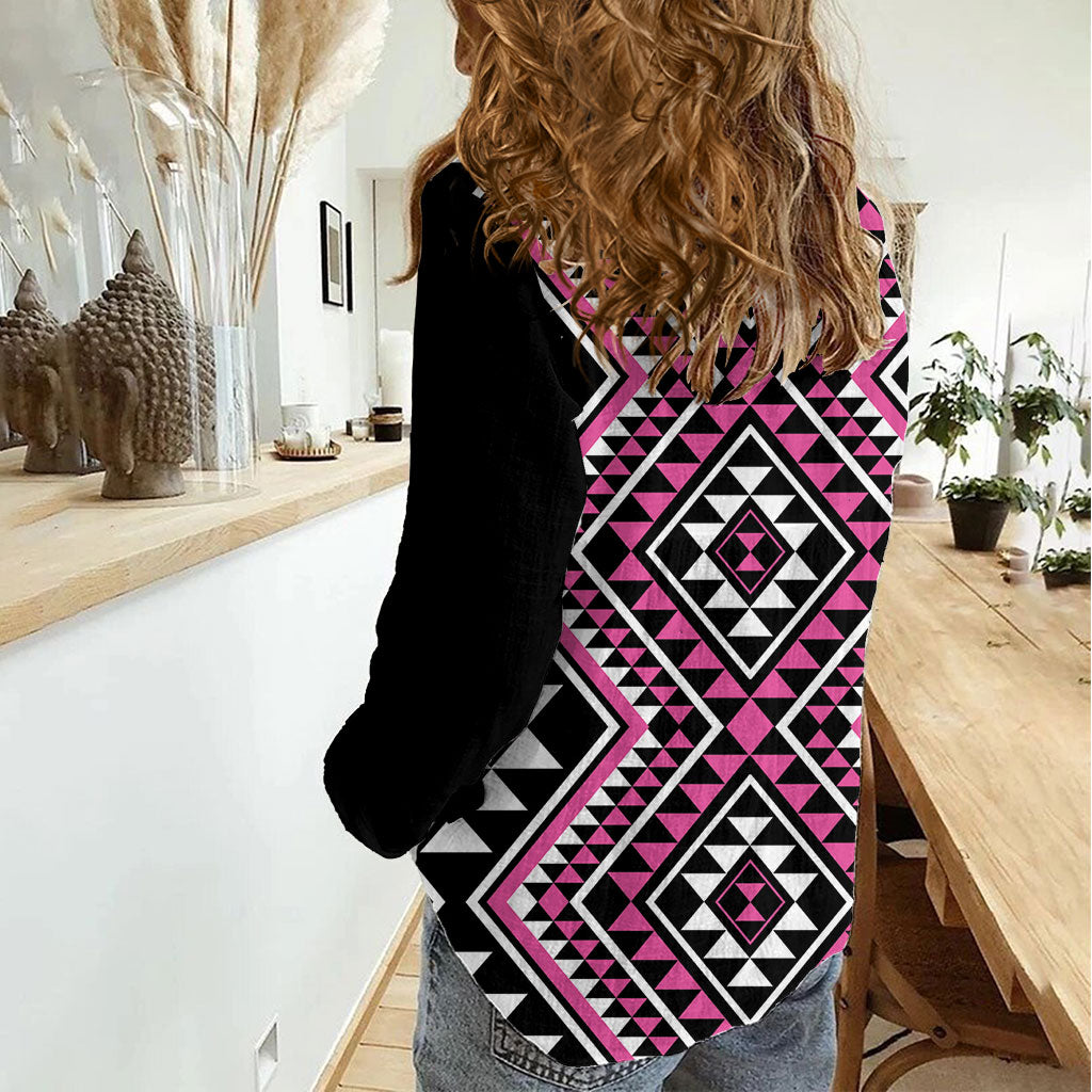 New Zealand Mawhero Taniko Motifs Women Casual Shirt Maori Poi Dance Costume Inspired