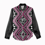 New Zealand Mawhero Taniko Motifs Women Casual Shirt Maori Poi Dance Costume Inspired
