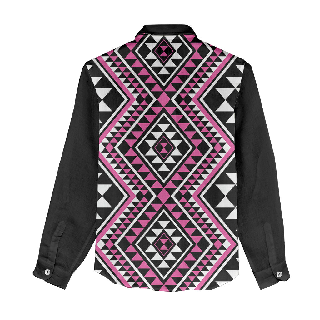 New Zealand Mawhero Taniko Motifs Women Casual Shirt Maori Poi Dance Costume Inspired