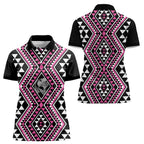 New Zealand Mawhero Taniko Motifs Women Polo Shirt Maori Poi Dance Costume Inspired