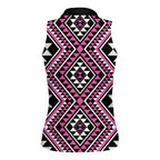 New Zealand Mawhero Taniko Motifs Women Sleeveless Polo Shirt Maori Poi Dance Costume Inspired
