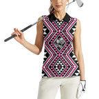 New Zealand Mawhero Taniko Motifs Women Sleeveless Polo Shirt Maori Poi Dance Costume Inspired