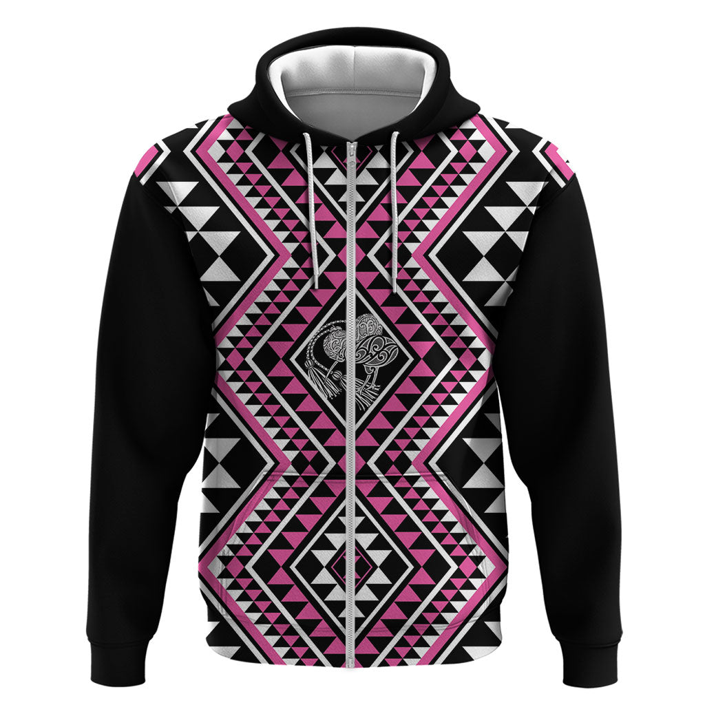 New Zealand Mawhero Taniko Motifs Zip Hoodie Maori Poi Dance Costume Inspired