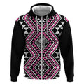 New Zealand Mawhero Taniko Motifs Zip Hoodie Maori Poi Dance Costume Inspired