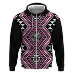New Zealand Mawhero Taniko Motifs Zip Hoodie Maori Poi Dance Costume Inspired