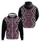 New Zealand Mawhero Taniko Motifs Zip Hoodie Maori Poi Dance Costume Inspired