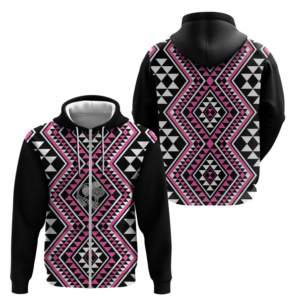 New Zealand Mawhero Taniko Motifs Zip Hoodie Maori Poi Dance Costume Inspired