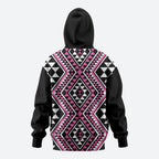 New Zealand Mawhero Taniko Motifs Zip Hoodie Maori Poi Dance Costume Inspired