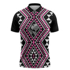 New Zealand Mawhero Taniko Motifs Zipper Polo Shirt Maori Poi Dance Costume Inspired