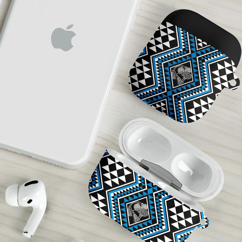 New Zealand Kikorangi Taniko Motifs AirPods Case Maori Poi Dance Costume Inspired