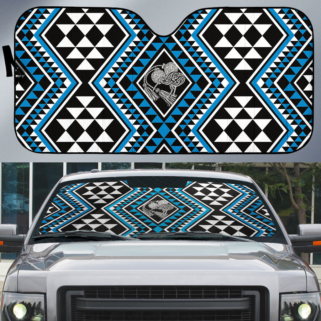 New Zealand Kikorangi Taniko Motifs Auto Sun Shade Maori Poi Dance Costume Inspired