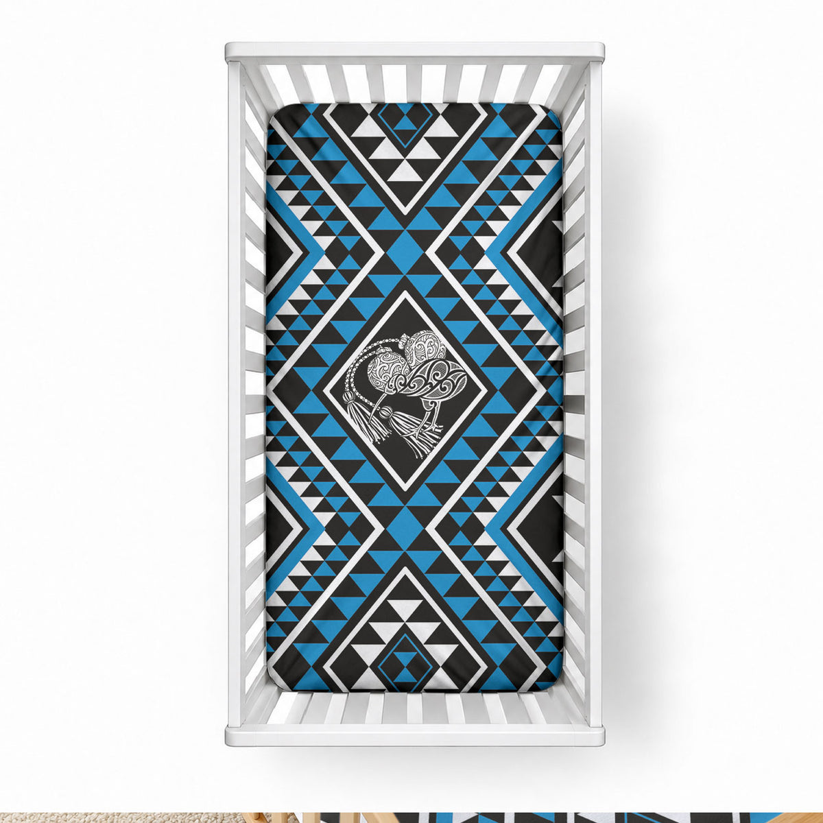 New Zealand Kikorangi Taniko Motifs Baby Bed Cover Maori Poi Dance Costume Inspired