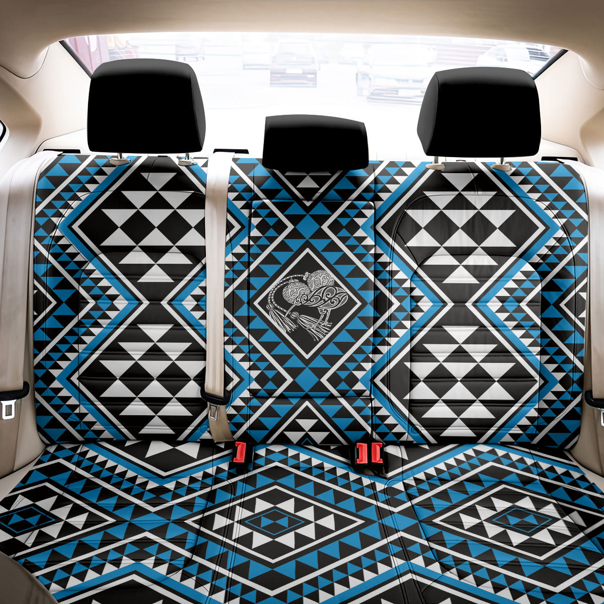 New Zealand Kikorangi Taniko Motifs Back Car Seat Cover Maori Poi Dance Costume Inspired