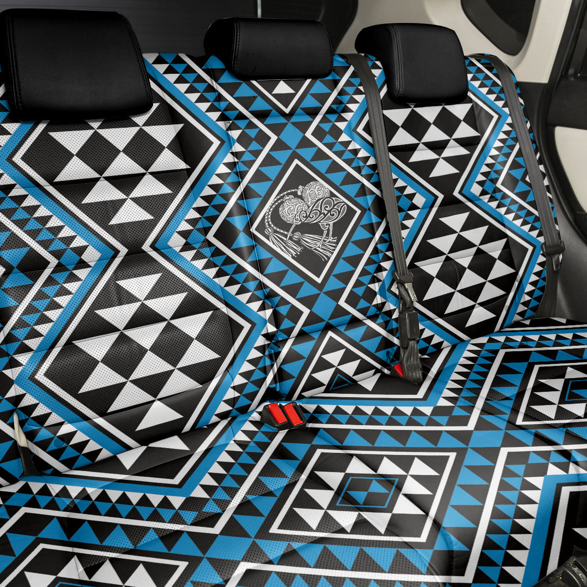 New Zealand Kikorangi Taniko Motifs Back Car Seat Cover Maori Poi Dance Costume Inspired