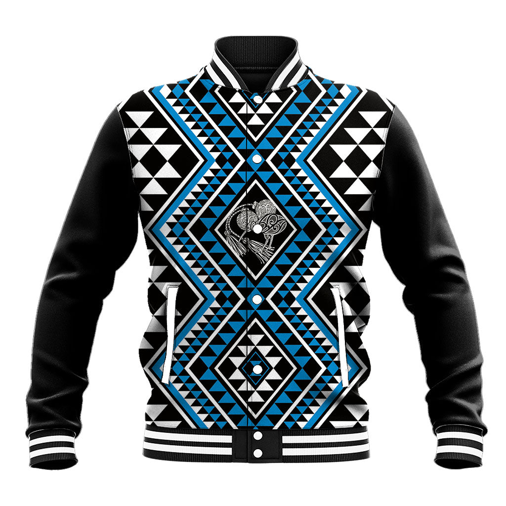 New Zealand Kikorangi Taniko Motifs Baseball Jacket Maori Poi Dance Costume Inspired