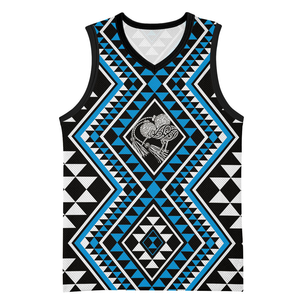 New Zealand Kikorangi Taniko Motifs Basketball Jersey Maori Poi Dance Costume Inspired