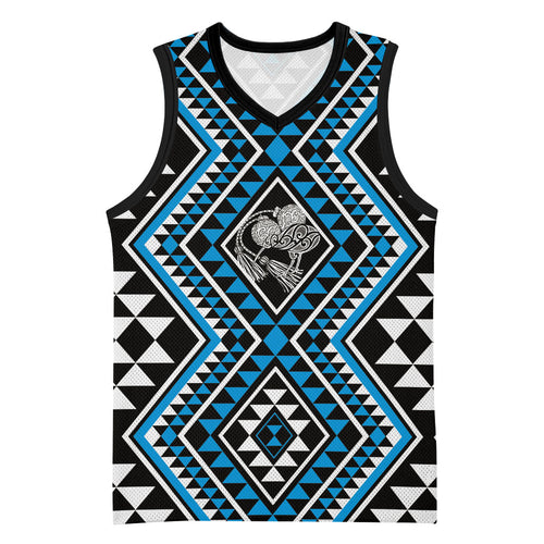 New Zealand Kikorangi Taniko Motifs Basketball Jersey Maori Poi Dance Costume Inspired