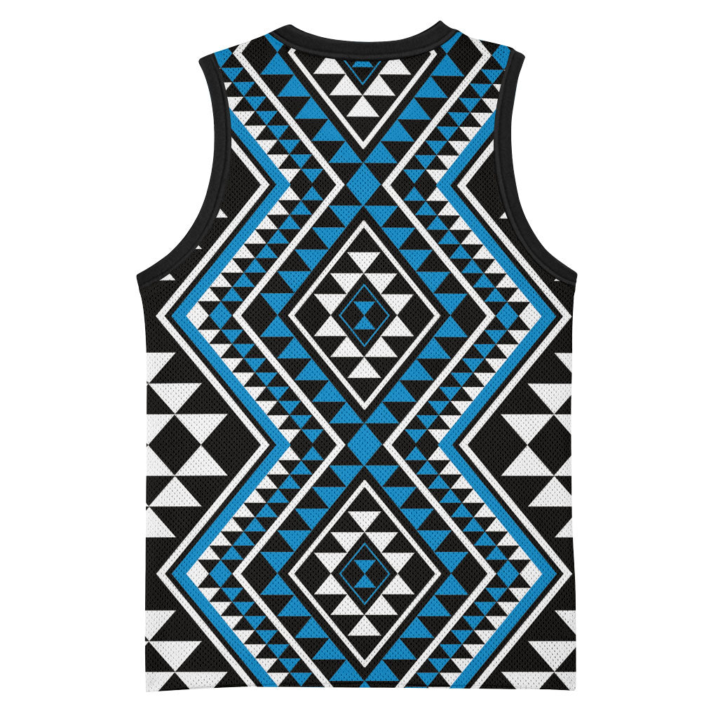 New Zealand Kikorangi Taniko Motifs Basketball Jersey Maori Poi Dance Costume Inspired