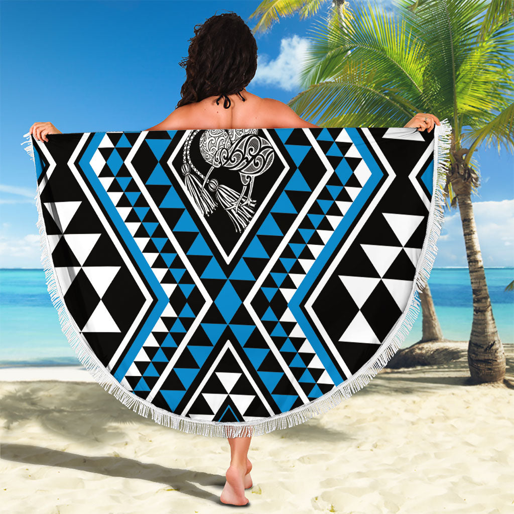 New Zealand Kikorangi Taniko Motifs Beach Blanket Maori Poi Dance Costume Inspired
