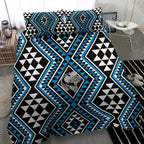 New Zealand Kikorangi Taniko Motifs Bedding Set Maori Poi Dance Costume Inspired