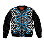 New Zealand Kikorangi Taniko Motifs Bomber Jacket Maori Poi Dance Costume Inspired