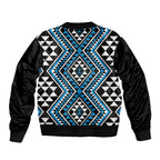 New Zealand Kikorangi Taniko Motifs Bomber Jacket Maori Poi Dance Costume Inspired