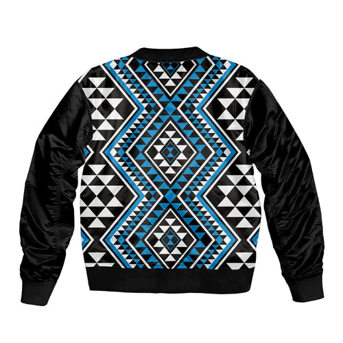 New Zealand Kikorangi Taniko Motifs Bomber Jacket Maori Poi Dance Costume Inspired