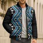 New Zealand Kikorangi Taniko Motifs Bomber Puffer Jacket Maori Poi Dance Costume Inspired