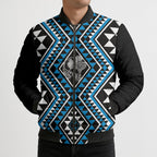 New Zealand Kikorangi Taniko Motifs Bomber Puffer Jacket Maori Poi Dance Costume Inspired