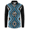 New Zealand Kikorangi Taniko Motifs Button Sweatshirt Maori Poi Dance Costume Inspired