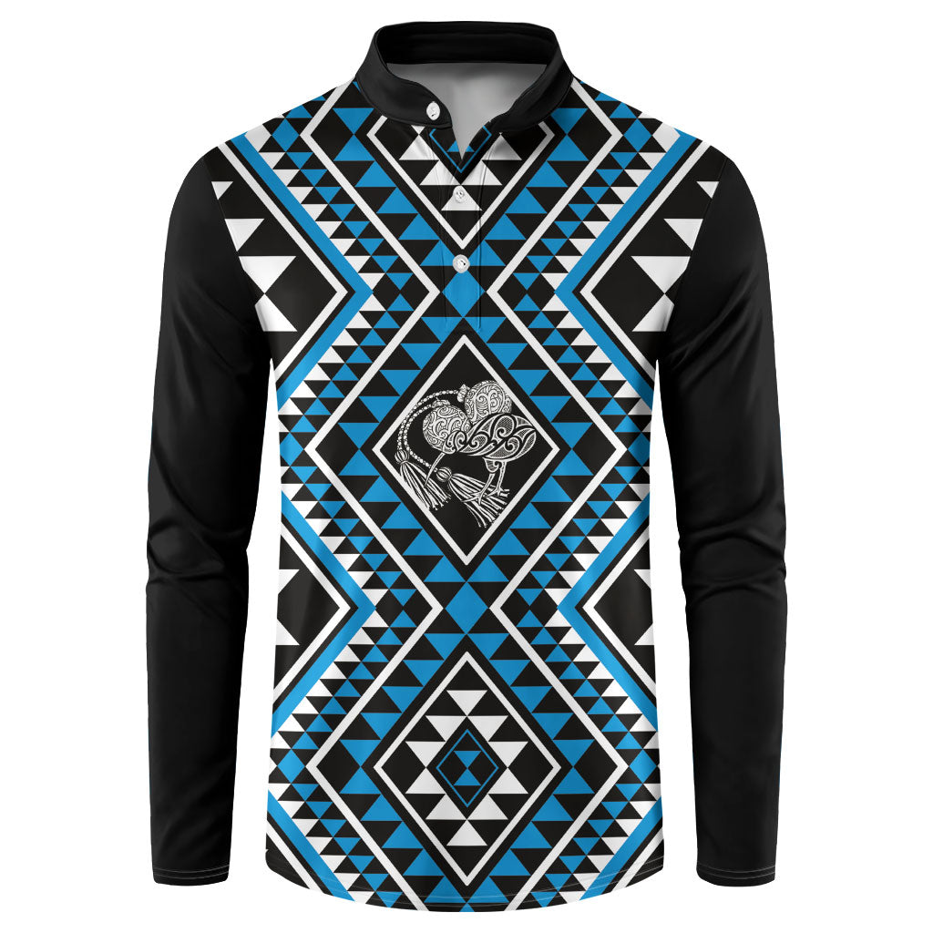 New Zealand Kikorangi Taniko Motifs Button Sweatshirt Maori Poi Dance Costume Inspired