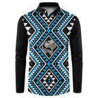 New Zealand Kikorangi Taniko Motifs Button Sweatshirt Maori Poi Dance Costume Inspired
