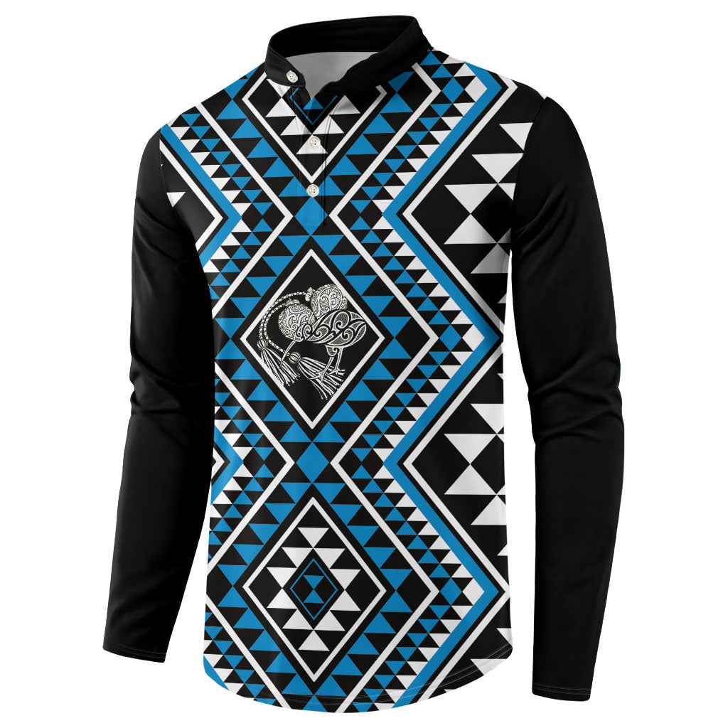 New Zealand Kikorangi Taniko Motifs Button Sweatshirt Maori Poi Dance Costume Inspired