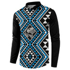 New Zealand Kikorangi Taniko Motifs Button Sweatshirt Maori Poi Dance Costume Inspired