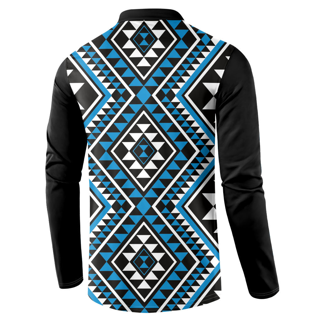 New Zealand Kikorangi Taniko Motifs Button Sweatshirt Maori Poi Dance Costume Inspired