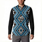 New Zealand Kikorangi Taniko Motifs Button Sweatshirt Maori Poi Dance Costume Inspired