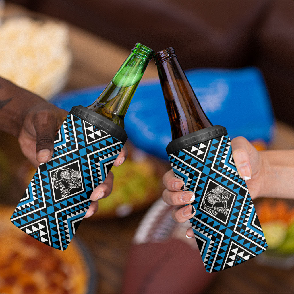 New Zealand Kikorangi Taniko Motifs 4 in 1 Can Cooler Tumbler Maori Poi Dance Costume Inspired
