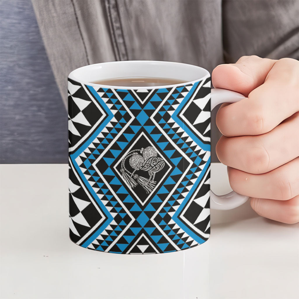 New Zealand Kikorangi Taniko Motifs Ceramic Mug Maori Poi Dance Costume Inspired