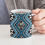New Zealand Kikorangi Taniko Motifs Ceramic Mug Maori Poi Dance Costume Inspired