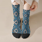 New Zealand Kikorangi Taniko Motifs Crew Socks Maori Poi Dance Costume Inspired