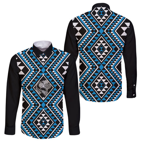 New Zealand Kikorangi Taniko Motifs Family Matching Mermaid Dress and Hawaiian Shirt Maori Poi Dance Costume Inspired