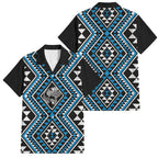 New Zealand Kikorangi Taniko Motifs Family Matching Off The Shoulder Long Sleeve Dress and Hawaiian Shirt Maori Poi Dance Costume Inspired